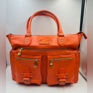 Six Pack Fitness Renee Tote Orange Faux Leather Meal Management Travel Fit Bag